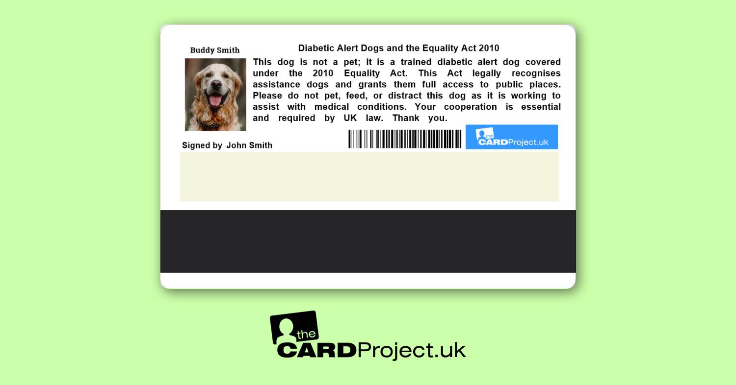 Diabetic Alert Dog ID Card (REAR)